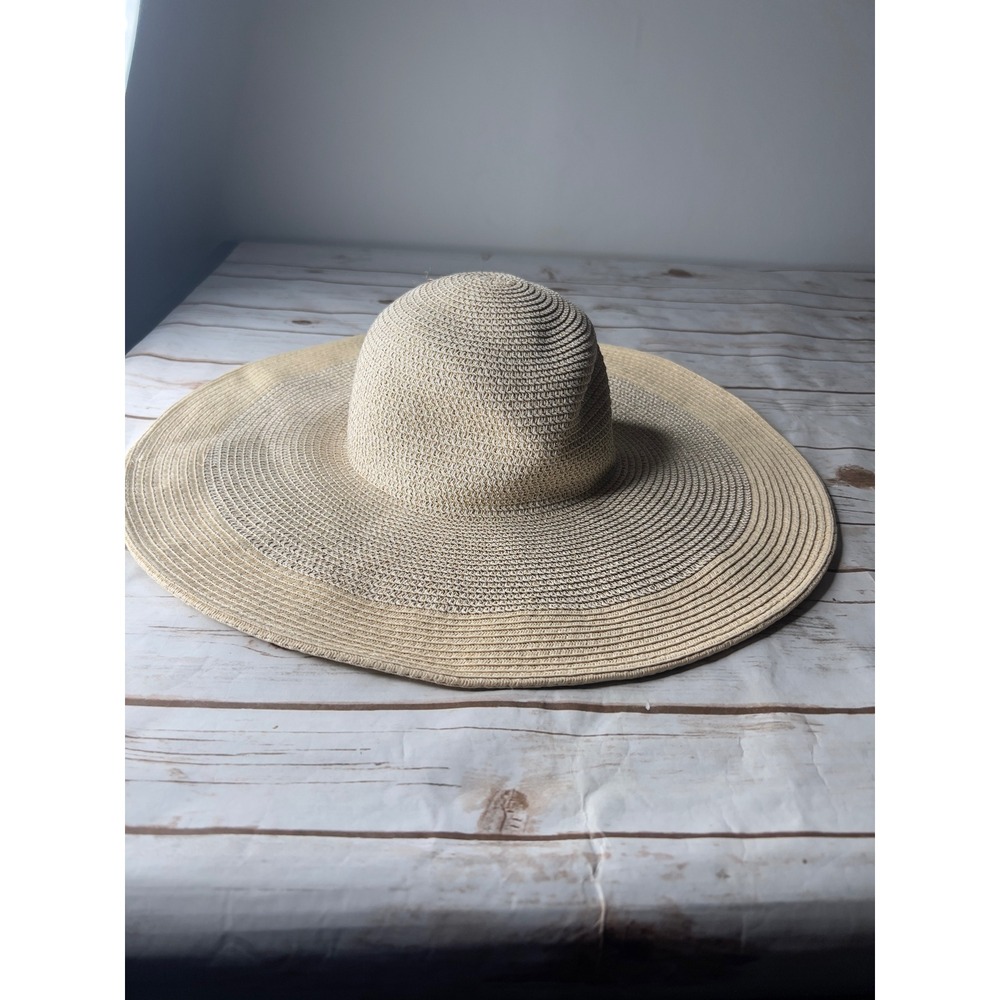 Renato Balestra Sun Hat Tan Gold Metallic Wide Brim Paper Straw OS